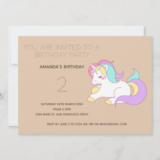 Niedliche Rainbow Unicorn Geburtstagsparty Einladu Einladung