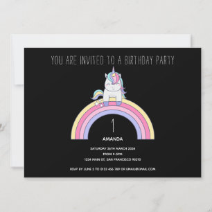 Niedliche Rainbow Unicorn Geburtstagsparty Einladu Einladung