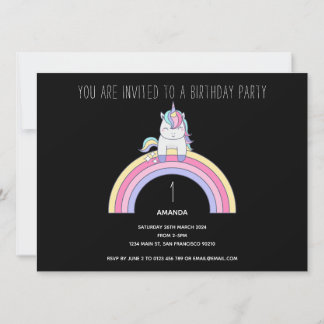 Niedliche Rainbow Unicorn Geburtstagsparty Einladu Einladung