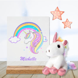 Niedliche Rainbow Unicorn Girl Script Name Whimsic Acrylschild
