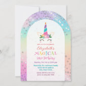 Niedliche Rainbow Unicorn Magical Birthday Party Einladung (Vorderseite)