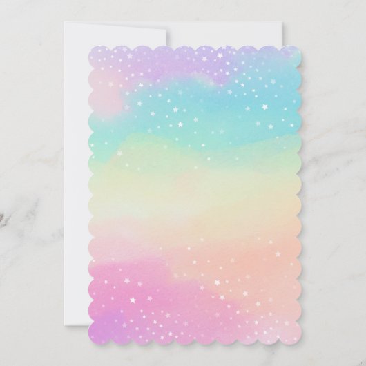 Niedliche Rainbow Unicorn Magical Birthday Party Einladung (Rückseite)