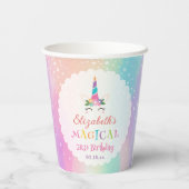 Niedliche Rainbow Unicorn Magical Birthday Party Pappbecher (Rückseite)