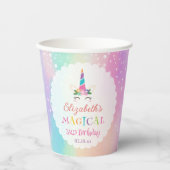 Niedliche Rainbow Unicorn Magical Birthday Party Pappbecher (Vorderseite)