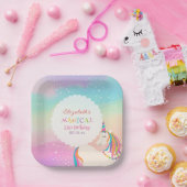 Niedliche Rainbow Unicorn Magical Birthday Party Pappteller (Party)