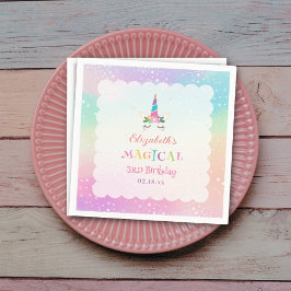 Niedliche Rainbow Unicorn Magical Birthday Party Serviette