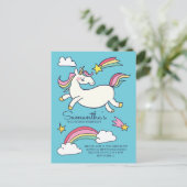 Niedliche Rainbow Unicorn Stars Einladung am Gebur (Stehend Vorderseite)