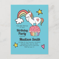 Niedliche Rainbow Unicorn Stars Herzen Geburtstags