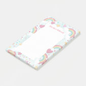 Niedliche Rainbows Personalisiert Mitzvah Hinweis Post-it Klebezettel (angewinkelt)