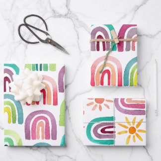 Niedliche Rainbows & Suns Geburtstagsparty Geschenkpapier Set