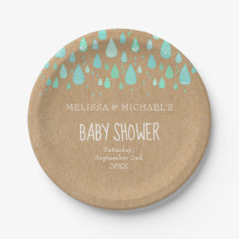 Niedliche Raindrops Paare Kinderdusche/Sprinkle Ru Pappteller