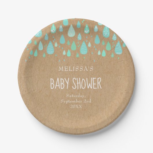 Niedliche Raindrops Paare Kinderdusche/Sprinkle Ru Pappteller (Vorderseite)