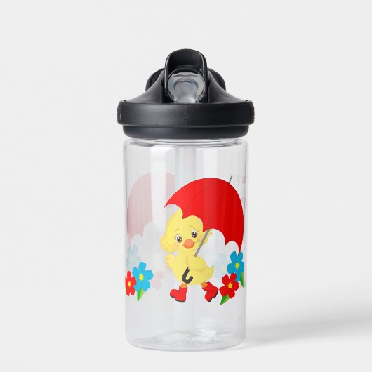 Niedliche Rainy Day Yellow Duck Blume Kid Trinkflasche (Vorne)
