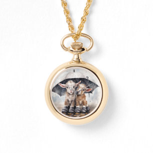 Niedliche Rainy-Day-Ziegen Armbanduhr