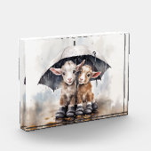 Niedliche Rainy-Day-Ziegen Fotoblock (Links)