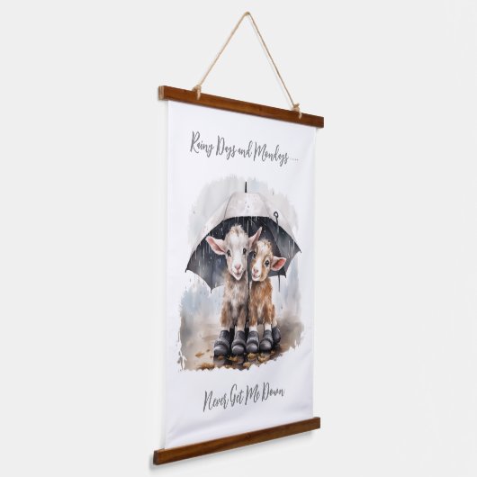 Niedliche Rainy-Day-Ziegen Wandteppich Mit Holzrahmen (Gewinkelt)