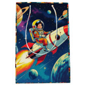 Niedliche Raketen zum Geburtstag des Weltraumamtes Mittlere Geschenktüte (Vorderseite)