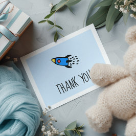 Niedliche Raketenjunge Babydusche Danke Postkarte