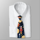 Niedliche Raketenraum-Muster-Krawatte Krawatte (Gebunden)