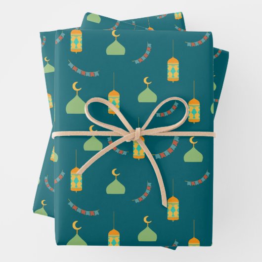 Niedliche Ramadan Green Eid-Geschenkpapier-Blätter Geschenkpapier Set (Beispiel)