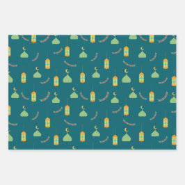 Niedliche Ramadan Green Eid-Geschenkpapier-Blätter Geschenkpapier Set
