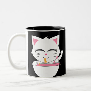 Niedliche Ramen, die Katze (Neko, essen) Zweifarbige Tasse