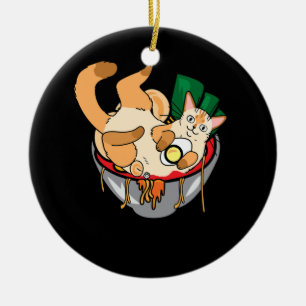 Niedliche Ramen und Katzen Anime Noodle Japanische Keramik Ornament