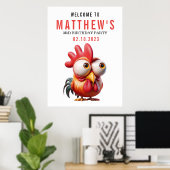 Niedliche Rasterkarikaturen 3. Geburtstagsfeier Pa Poster (Heimbüro)