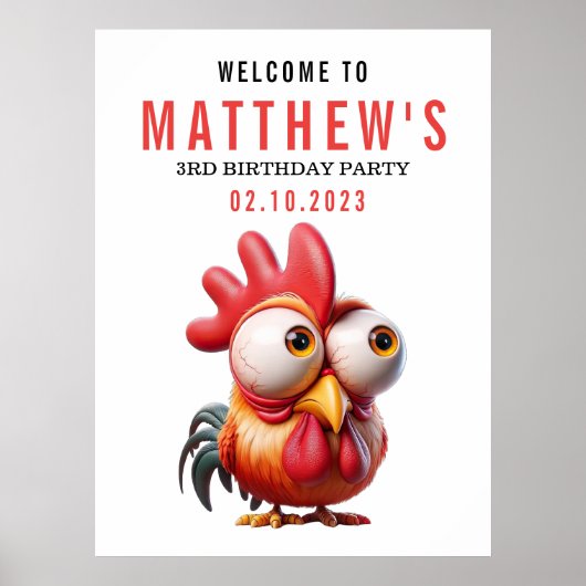 Niedliche Rasterkarikaturen 3. Geburtstagsfeier Pa Poster (Vorne)