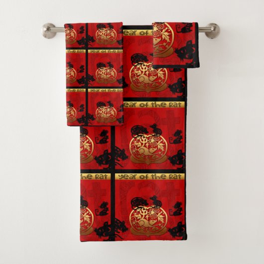 Niedliche Ratten Chinesisches Jahr Zodiac Birthday Badhandtuch Set (Insitu)