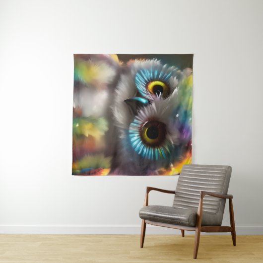 Niedliche, raue Eule Wandteppich (Beispiel (Horizontal))