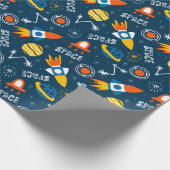 Niedliche Raumabenteuermuster Geschenkpapier (Ecke)