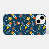 Niedliche Raumabenteuermuster iPhone Hülle (Rückseite (Horizontal))