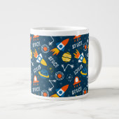 Niedliche Raumabenteuermuster Jumbo-Tasse (Vorderseite Rechts)