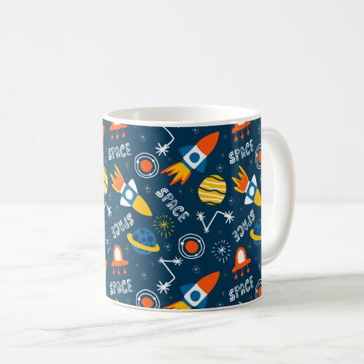 Niedliche Raumabenteuermuster Kaffeetasse (VorderseiteRechts)