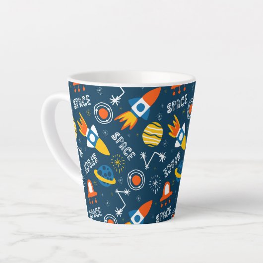 Niedliche Raumabenteuermuster Milchtasse (Linke Ecke)