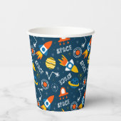 Niedliche Raumabenteuermuster Pappbecher (Rückseite)