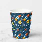 Niedliche Raumabenteuermuster Pappbecher (Rechts)