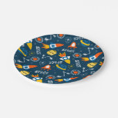 Niedliche Raumabenteuermuster Pappteller (Schrägansicht)