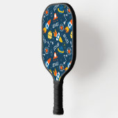 Niedliche Raumabenteuermuster Pickleball Schläger (Links)