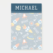 Niedliche Raumabenteuermuster Post-it Klebezettel (Vorderseite)