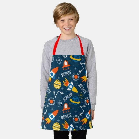 Niedliche Raumabenteuermuster Schürze (Getragen)