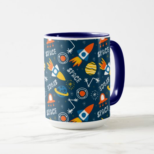 Niedliche Raumabenteuermuster Tasse (VorderseiteRechts)