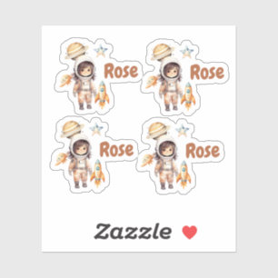 Niedliche Raumfahrt-Abenteuer personalisiert Aufkleber