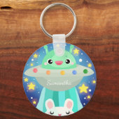 Niedliche Raumgestaltung und sonniges Kaninchen Schlüsselanhänger (Vorderseite)