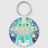 Niedliche Raumgestaltung und sonniges Kaninchen Schlüsselanhänger (Rückseite)
