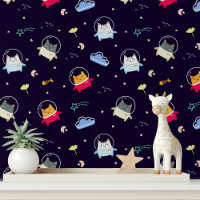 Niedliche Raumkatze Modernes Kindermuster