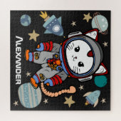 Niedliche Raumkatze Puzzle (Horizontal)