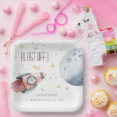 Niedliche Raumsonde Starry Planet Rocket Baby Dusc Pappteller (Party)