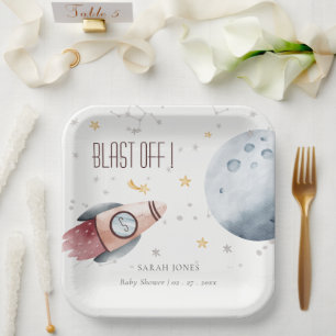 Niedliche Raumsonde Starry Planet Rocket Baby Dusc Pappteller